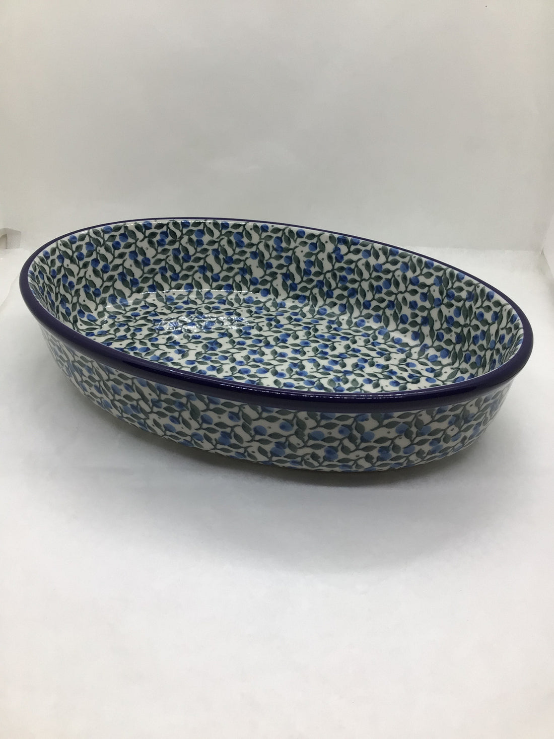 Blueberry Blossom Oval Baker 10.5"