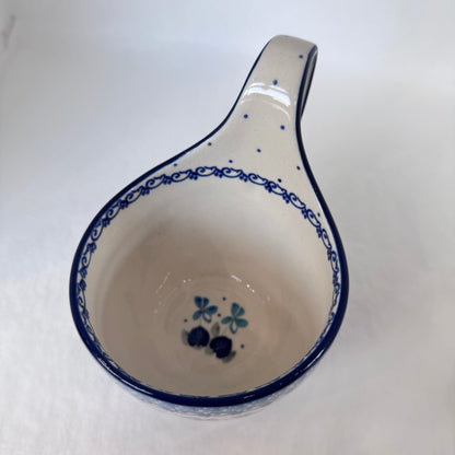 Blue Orchids Bowl w/Loop Handle