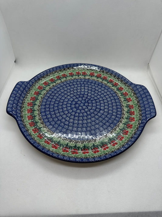 Red Daisies Round Platter 12"