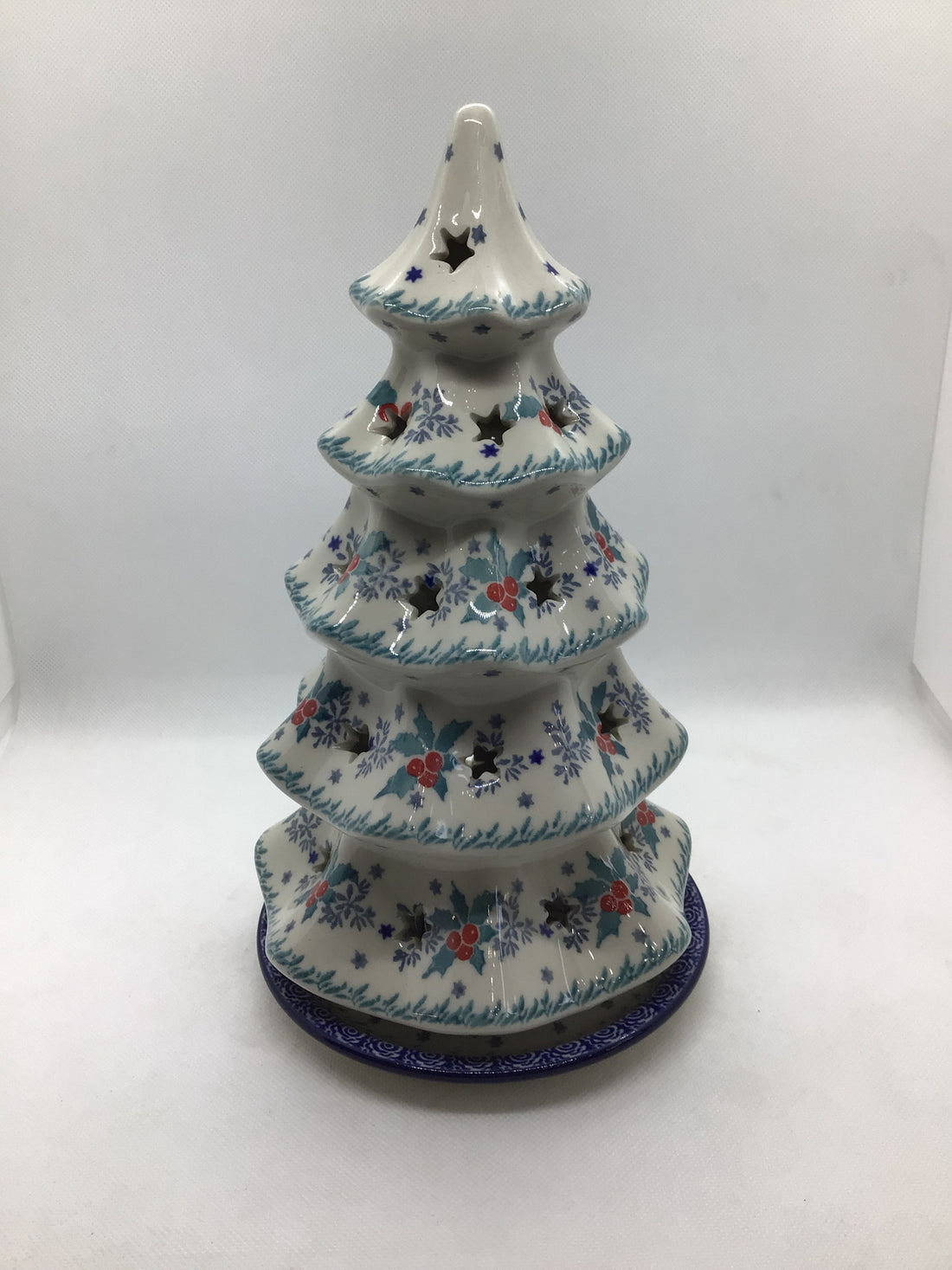 Winter Holly Christmas Tree Luminary 9.75&quot;