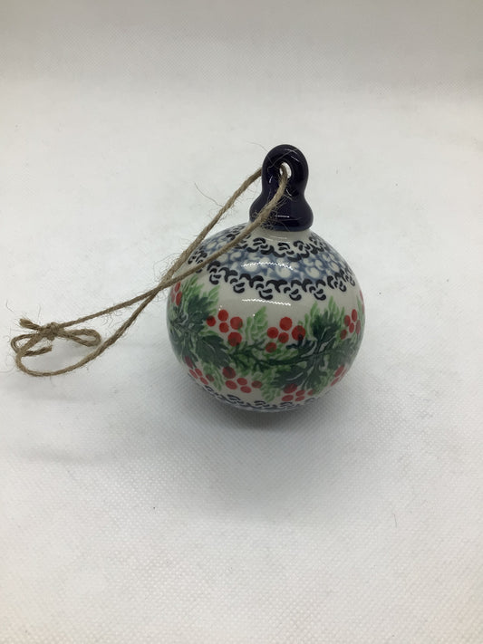 Holly Berry Round Ornament 2.5"