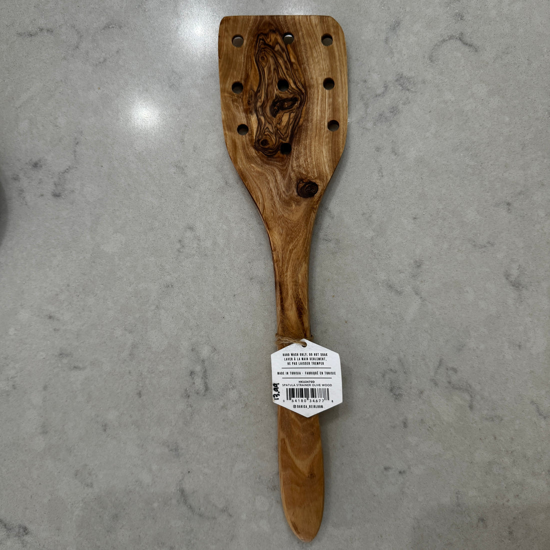 NOW Olive Wood Strainer Spatula