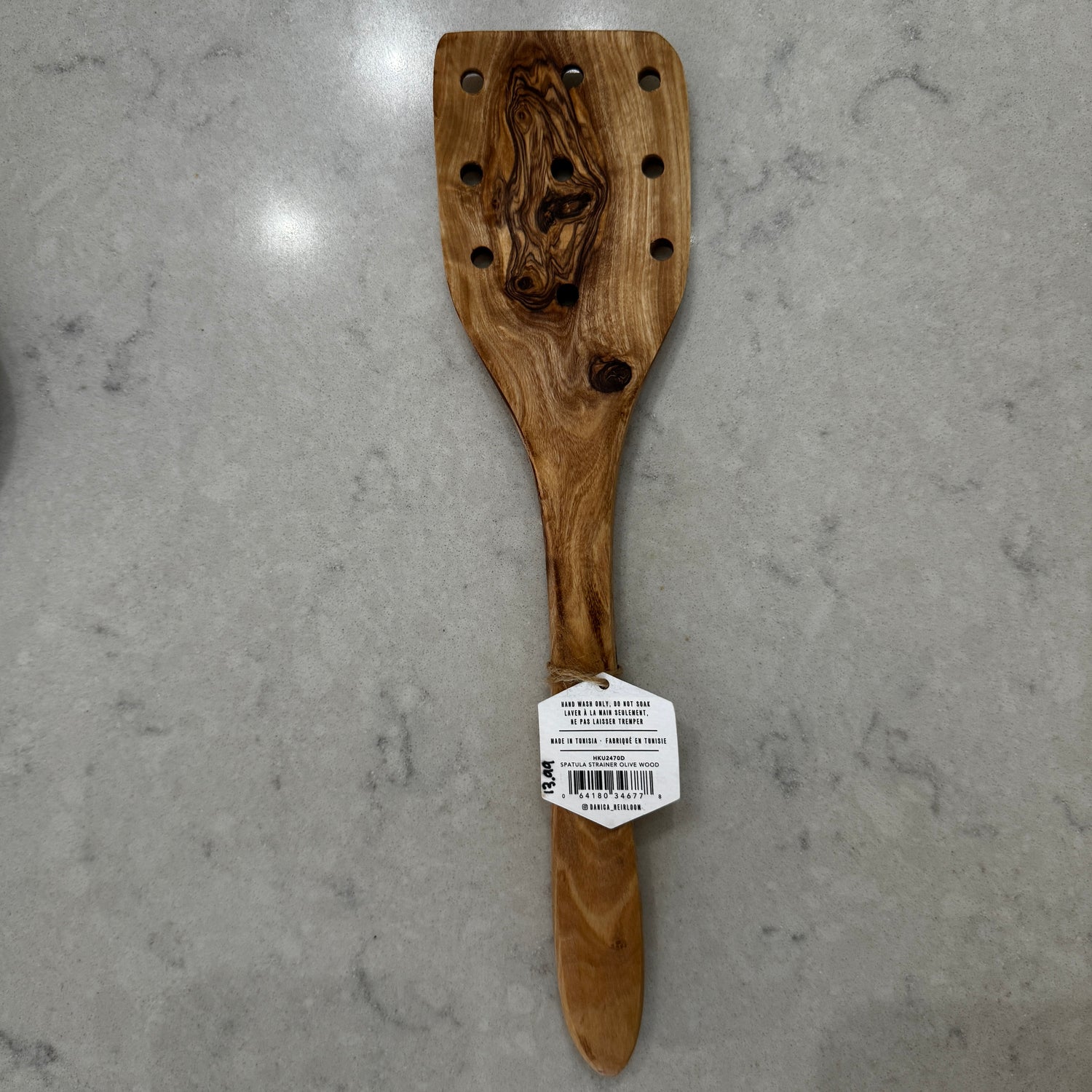 NOW Olive Wood Strainer Spatula