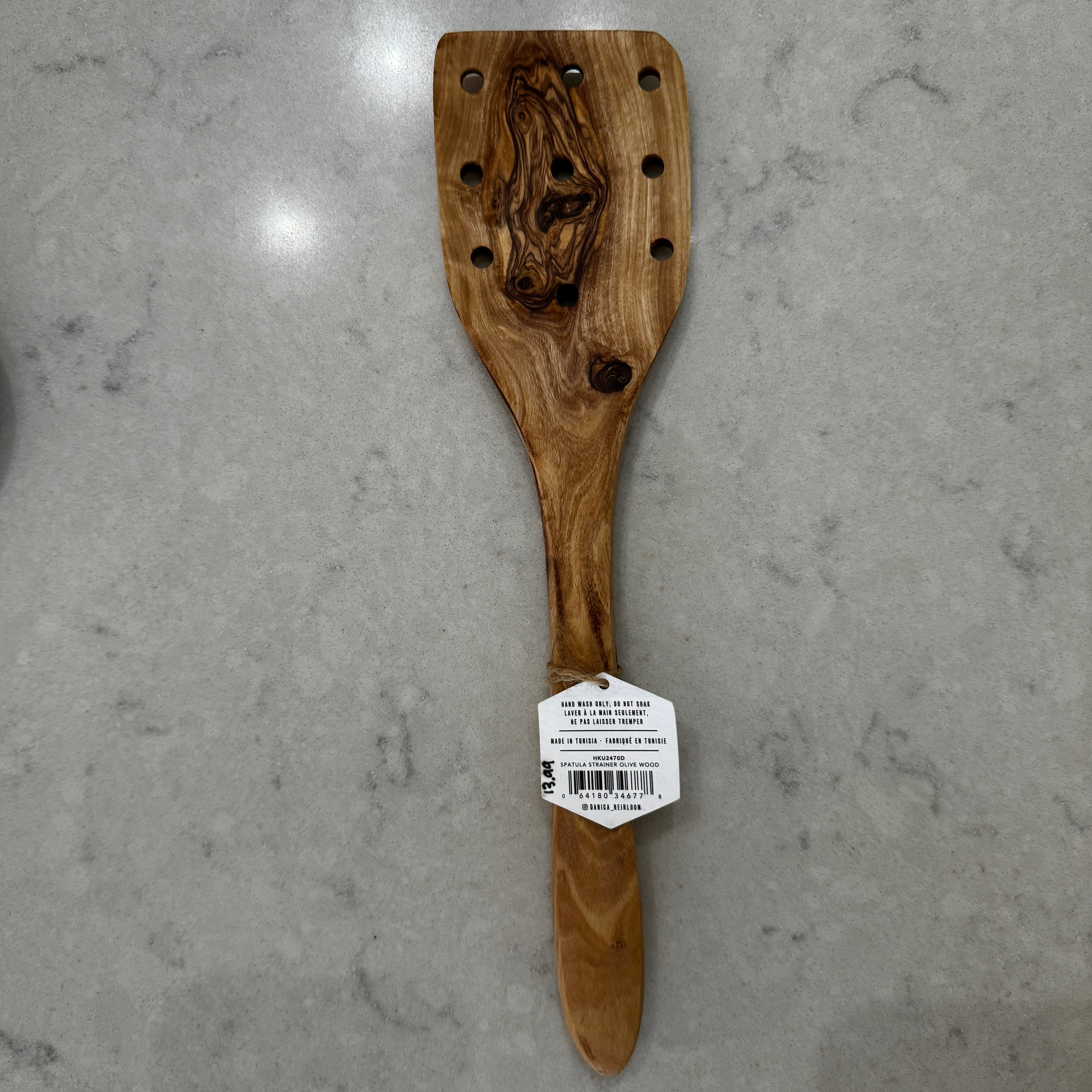 NOW Olive Wood Strainer Spatula