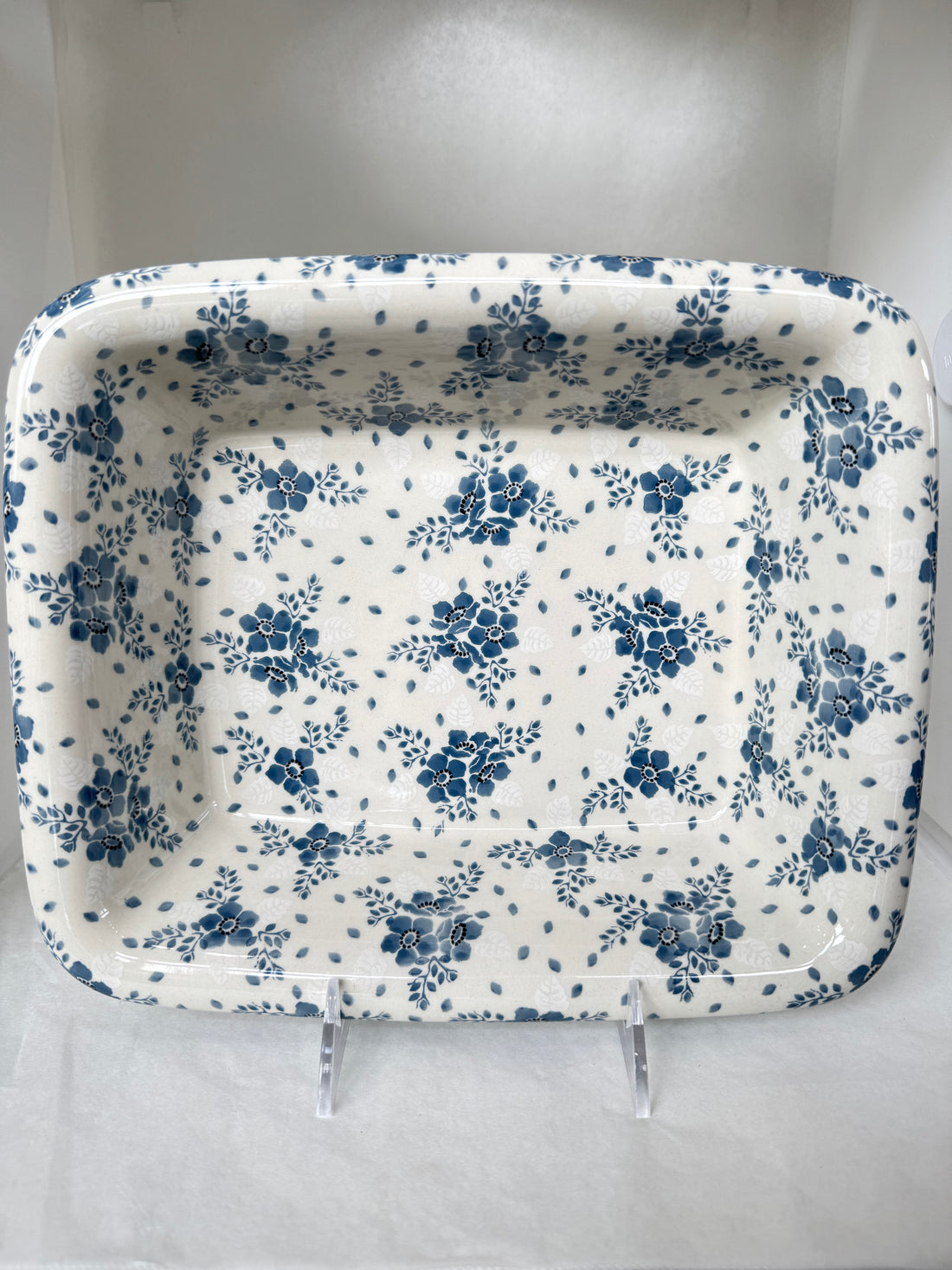 Blue Velvet Rectangular Baker w/Rim