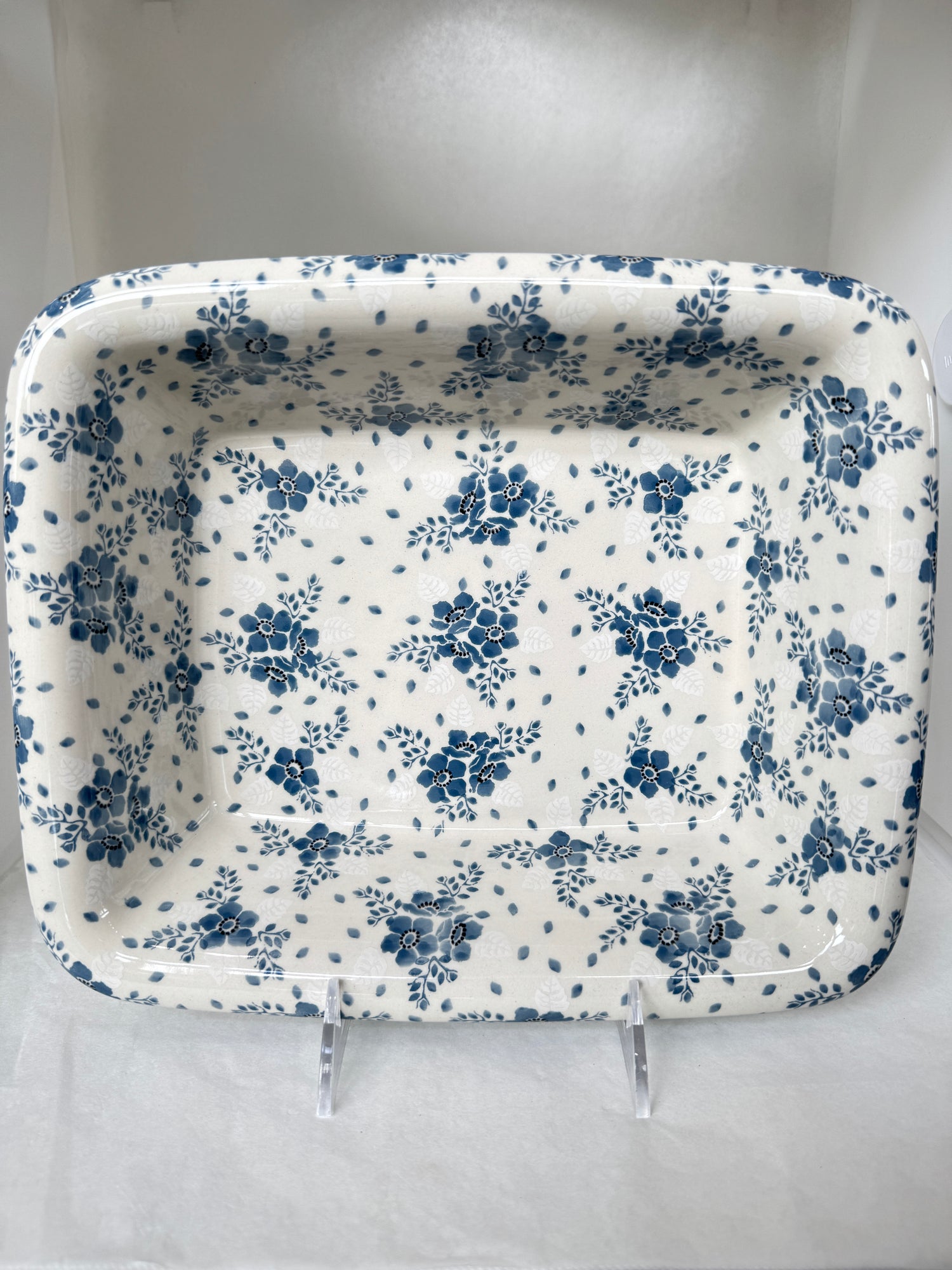 Blue Velvet Rectangular Baker w/Rim