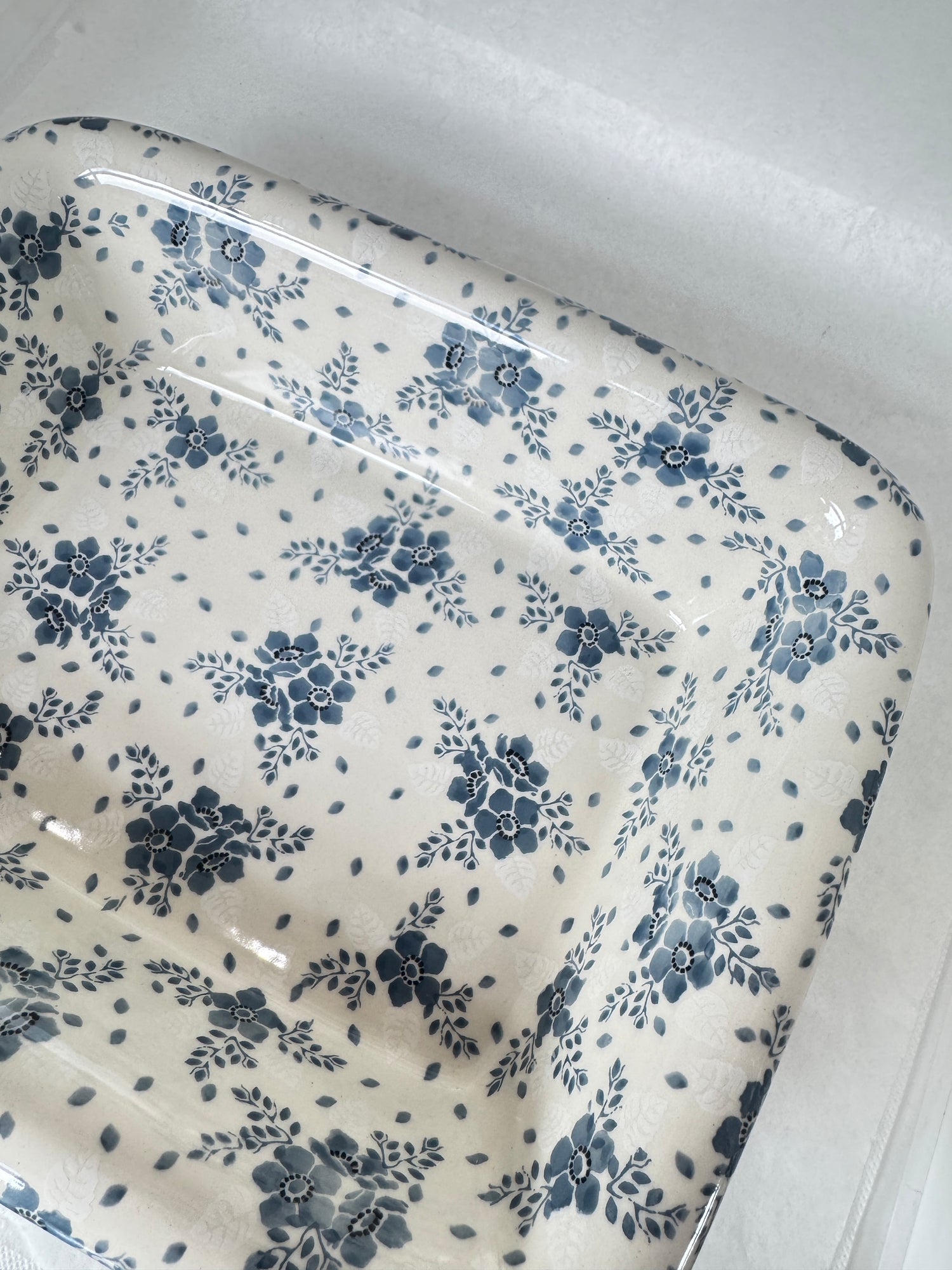 Blue Velvet Rectangular Baker w/Rim