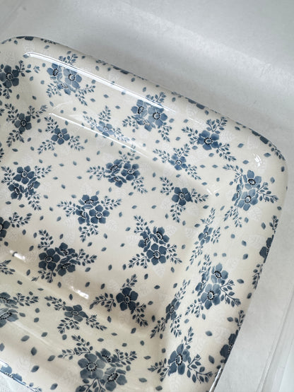 Blue Velvet Rectangular Baker w/Rim
