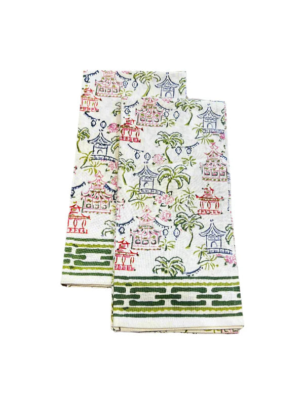 Palm &amp; Pagodas Tea Towels