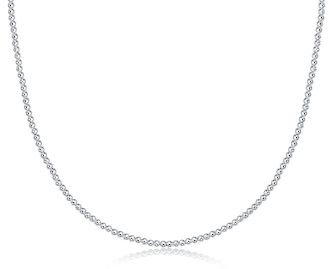 Silver Beaded 2mm Choker 15"