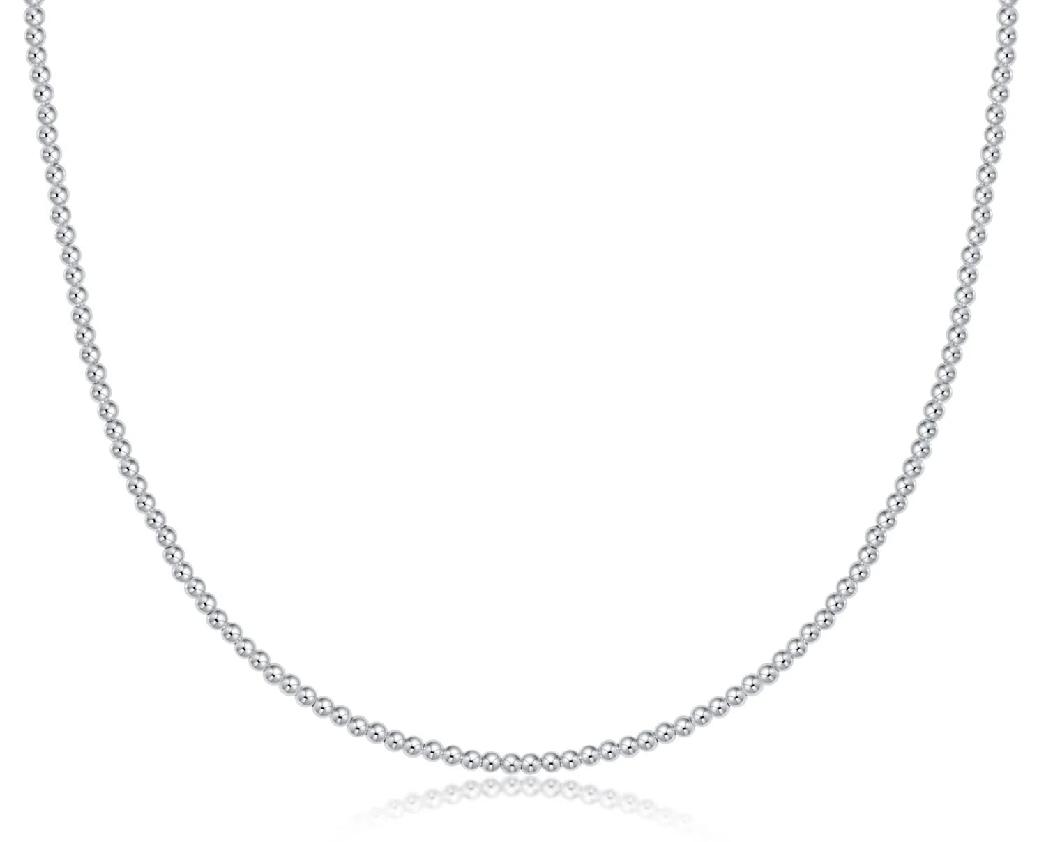 Silver Beaded 2mm Choker 15"