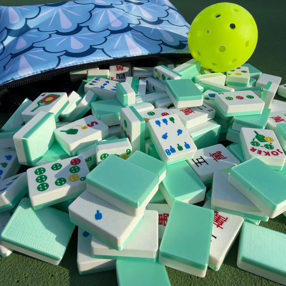 Travel Mahjong Tiles - Mint Green Pickleball