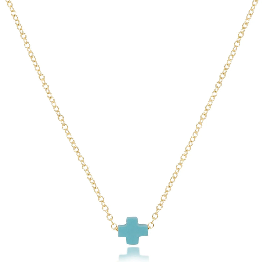 Small Signature Cross Necklace-Turquoise