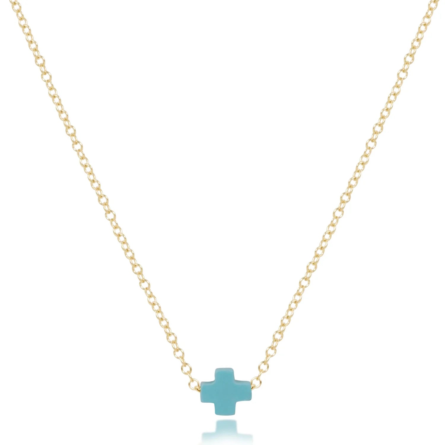 Egirl Small Signature Cross Necklace-Turquoise