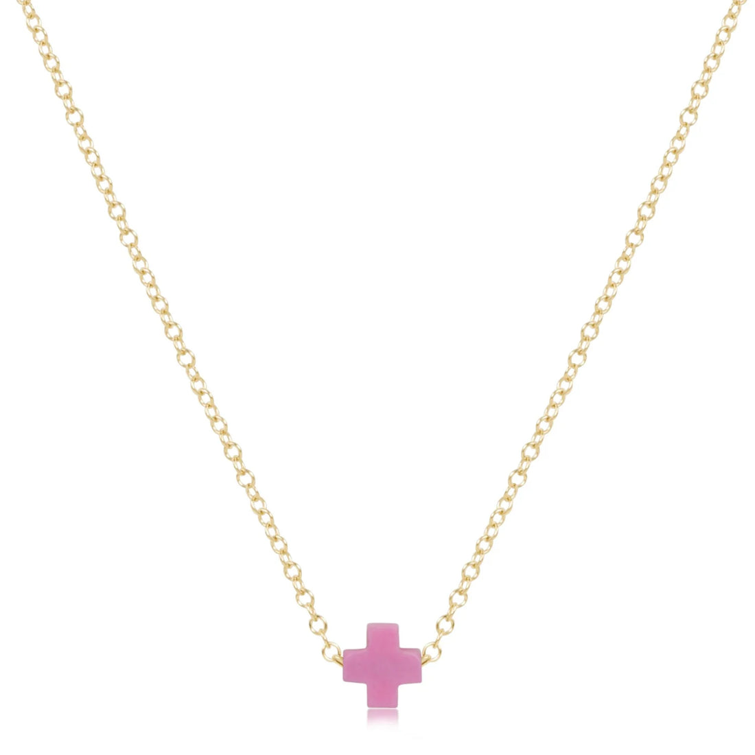 Egirl Small Signature Cross Necklace-Bright Pink