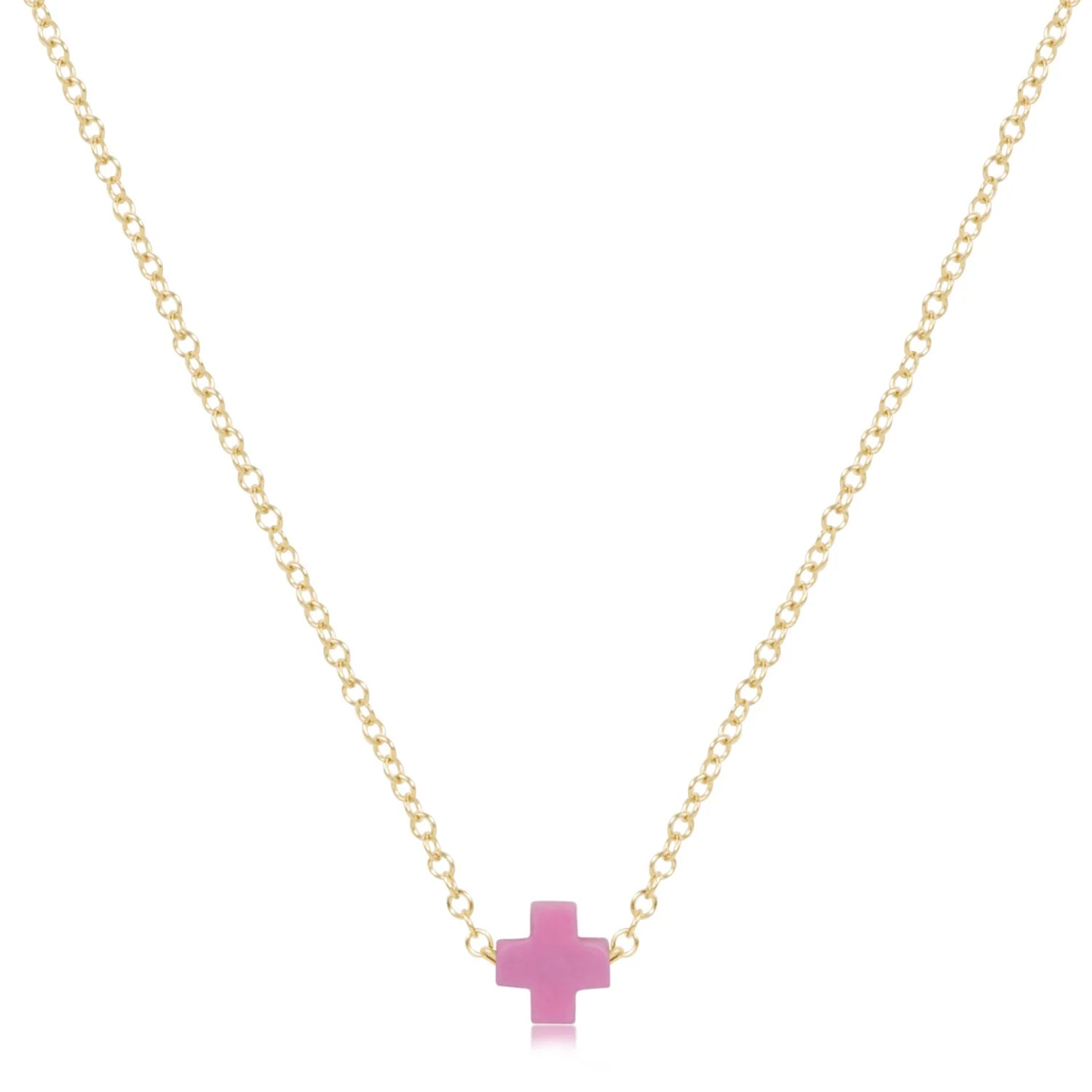 Egirl Small Signature Cross Necklace-Bright Pink