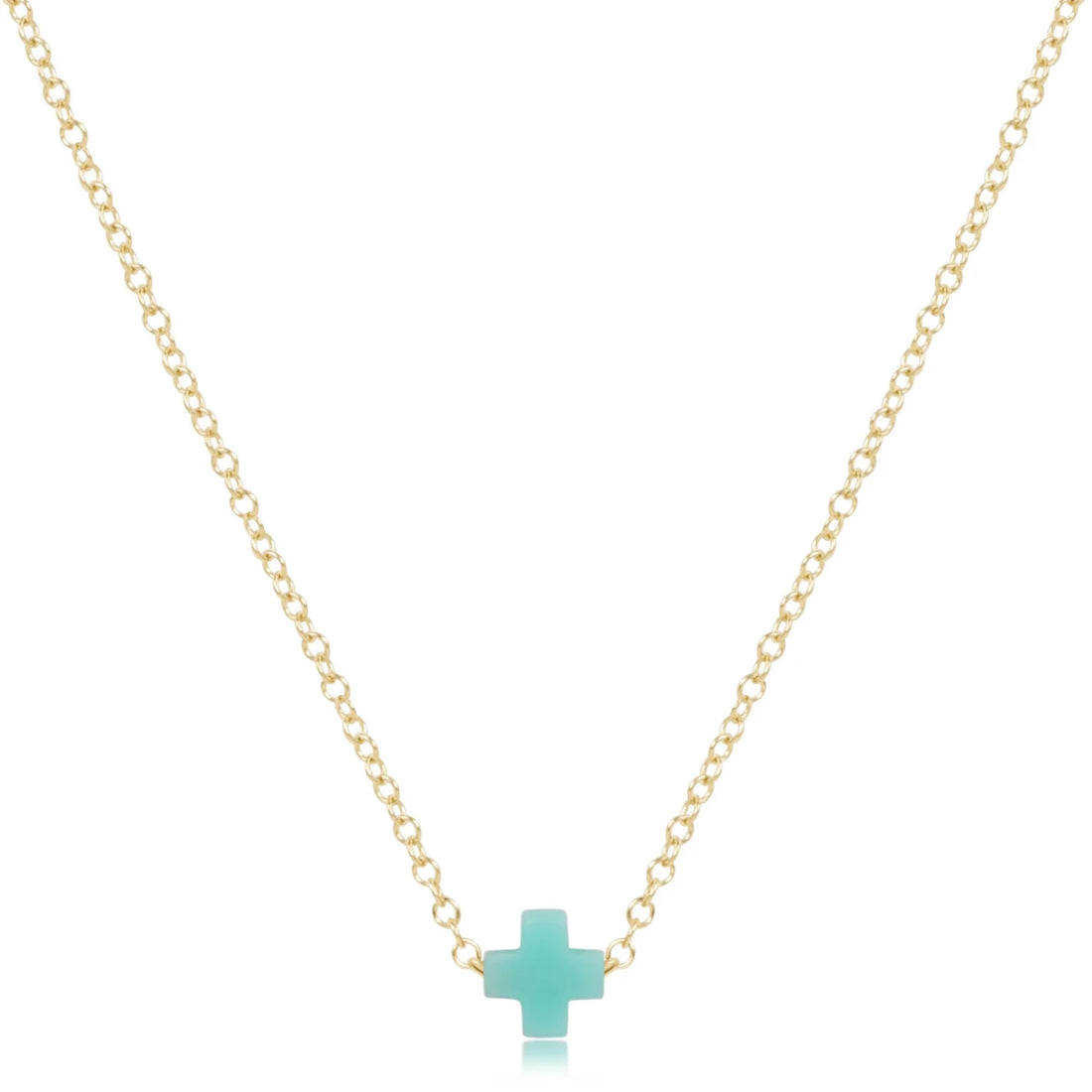 Small Signature Cross Necklace-Mint
