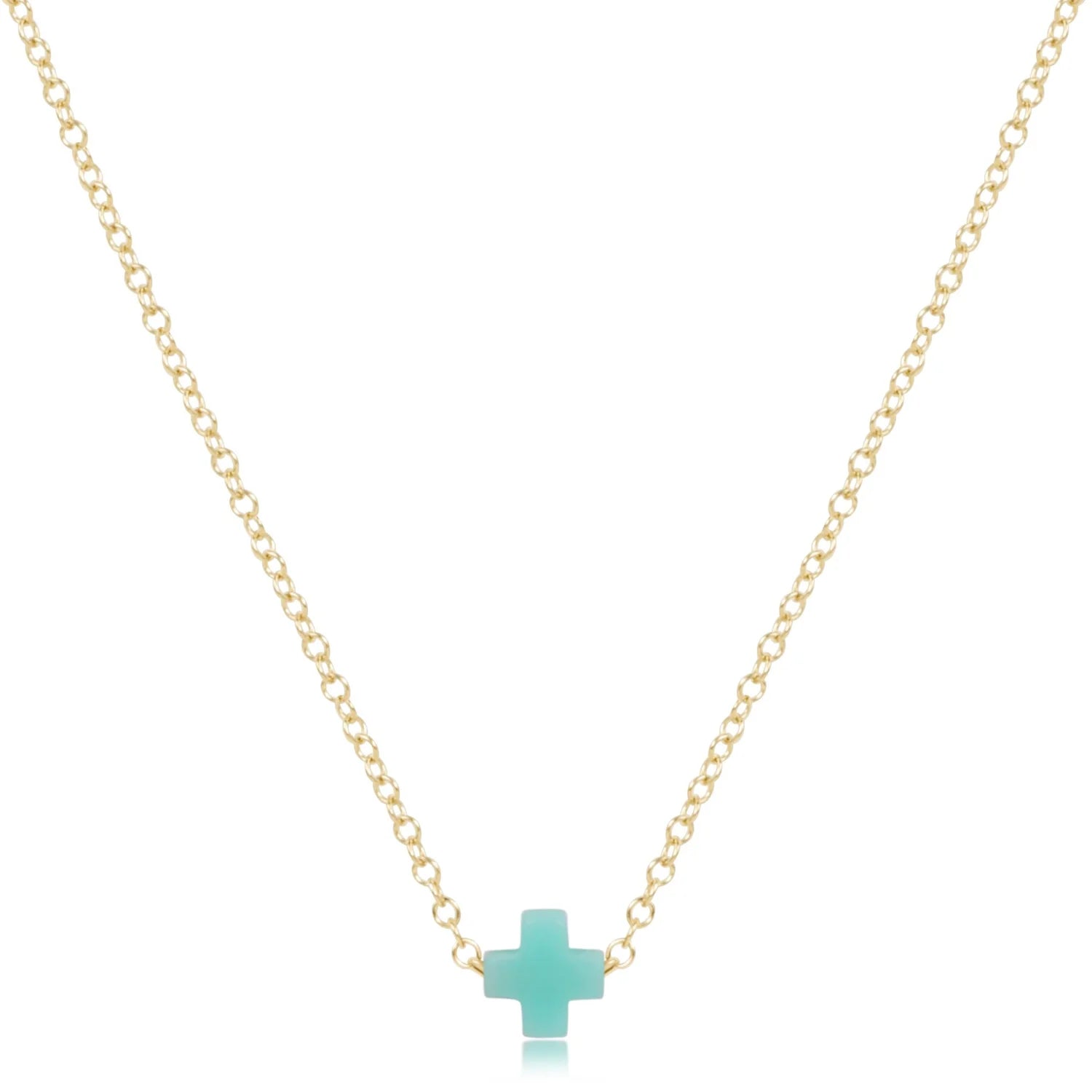 Small Signature Cross Necklace-Mint