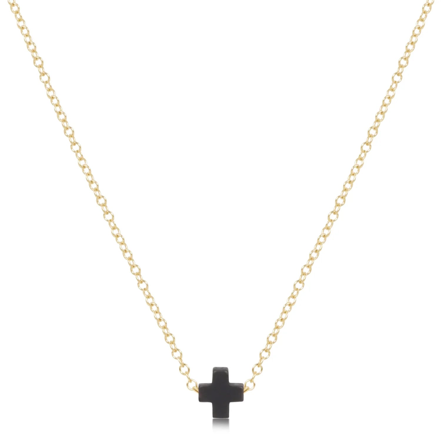 Small Signature Cross Necklace-Charcoal