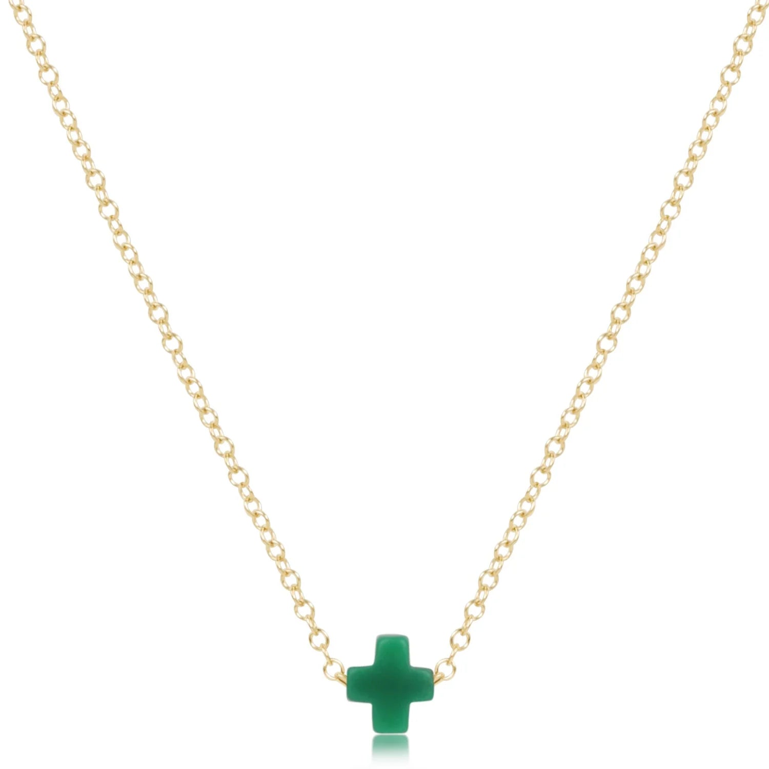 Small Signature Cross Necklace-Emerald