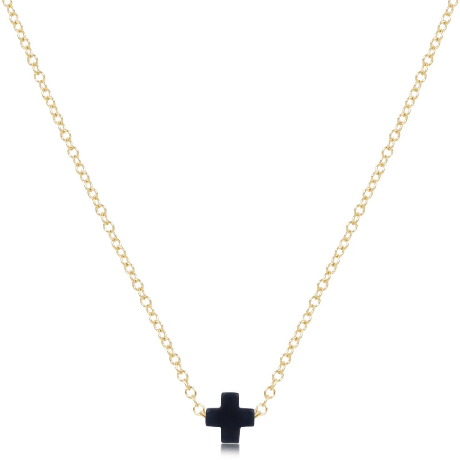 Small Signature Cross Necklace-Navy