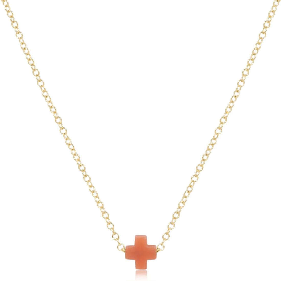 Small Signature Cross Necklace-Coral