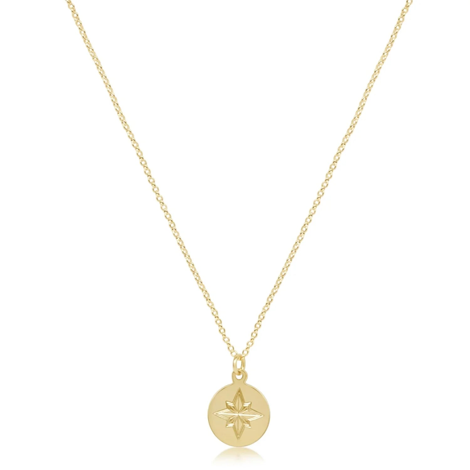Gold Direction Disc Necklace