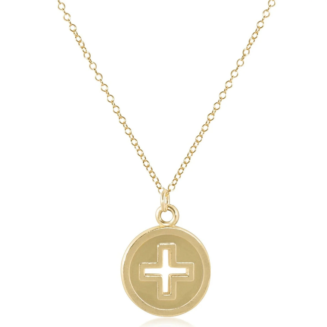 Gold Signature Cross Disc Necklace
