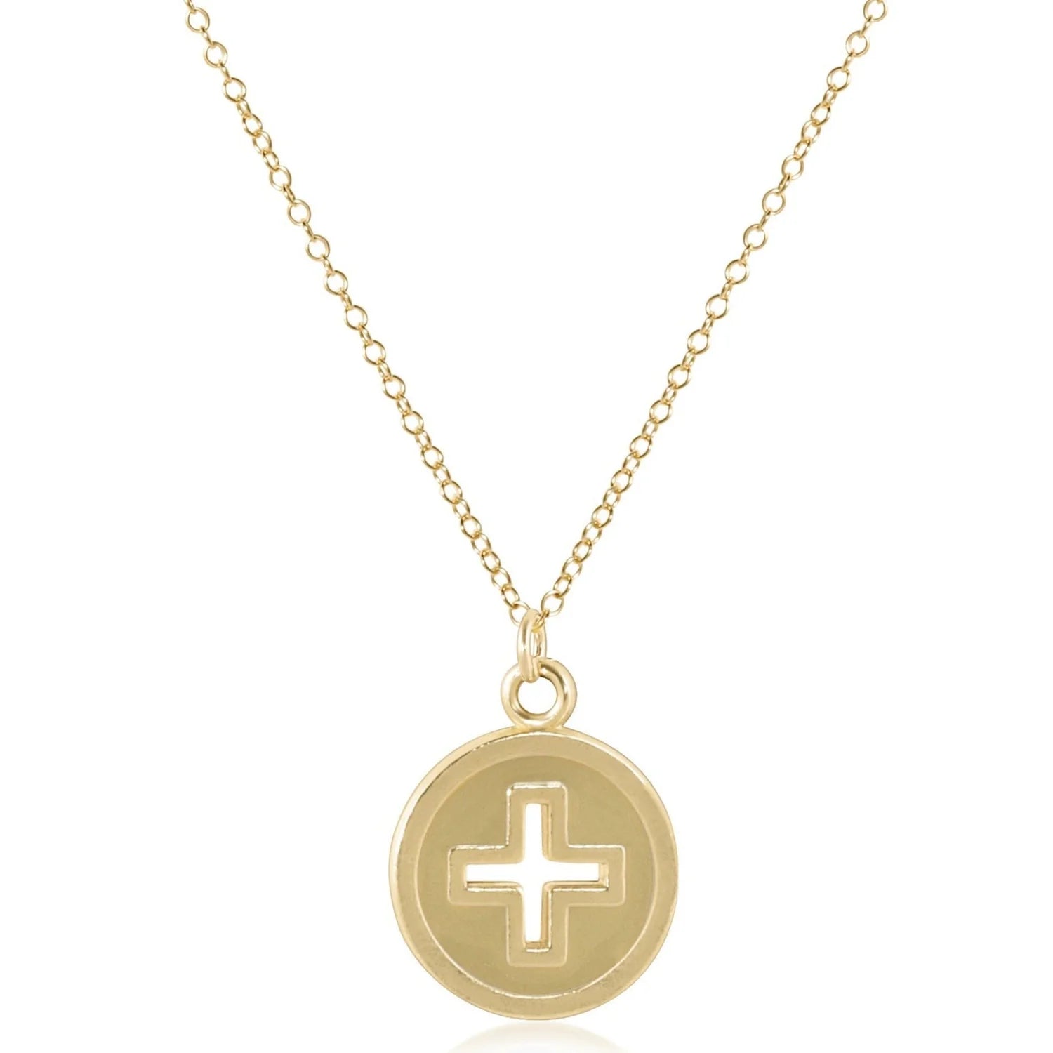 Gold Signature Cross Disc Necklace