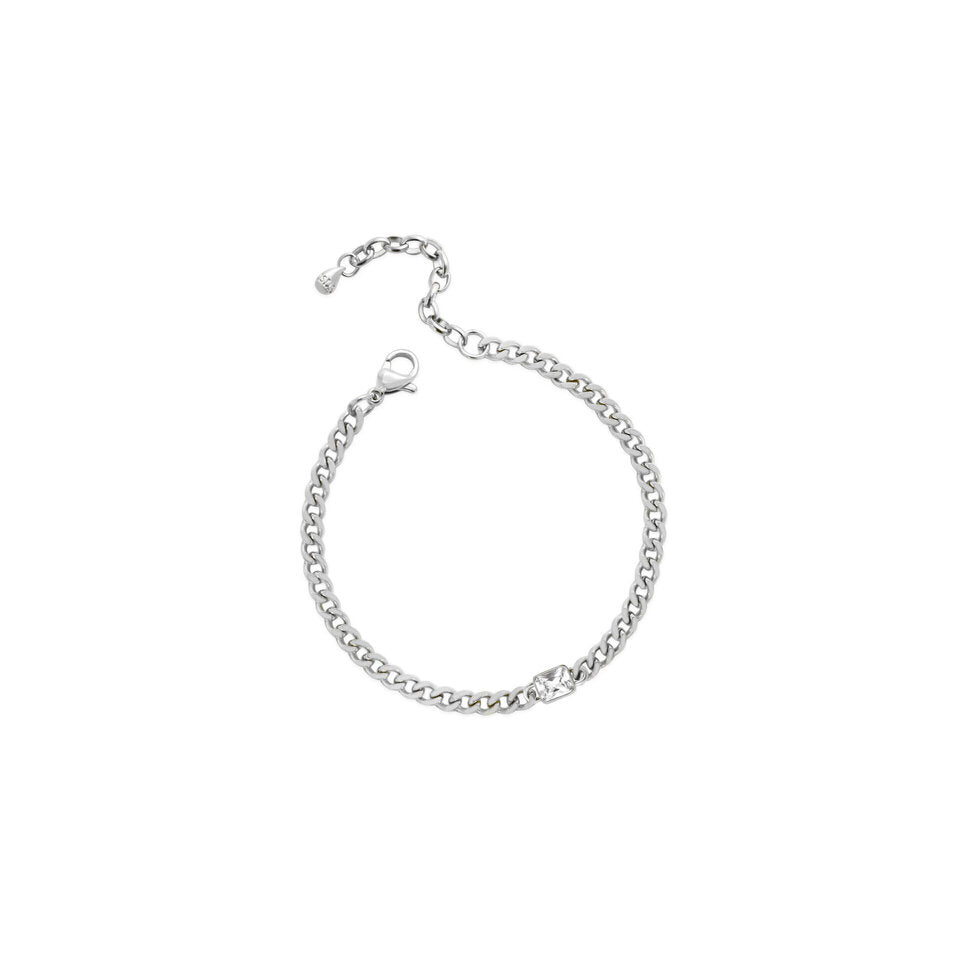 Everyday Chain Bracelet - Petite Cuban with CZ (Baguette Bezel)