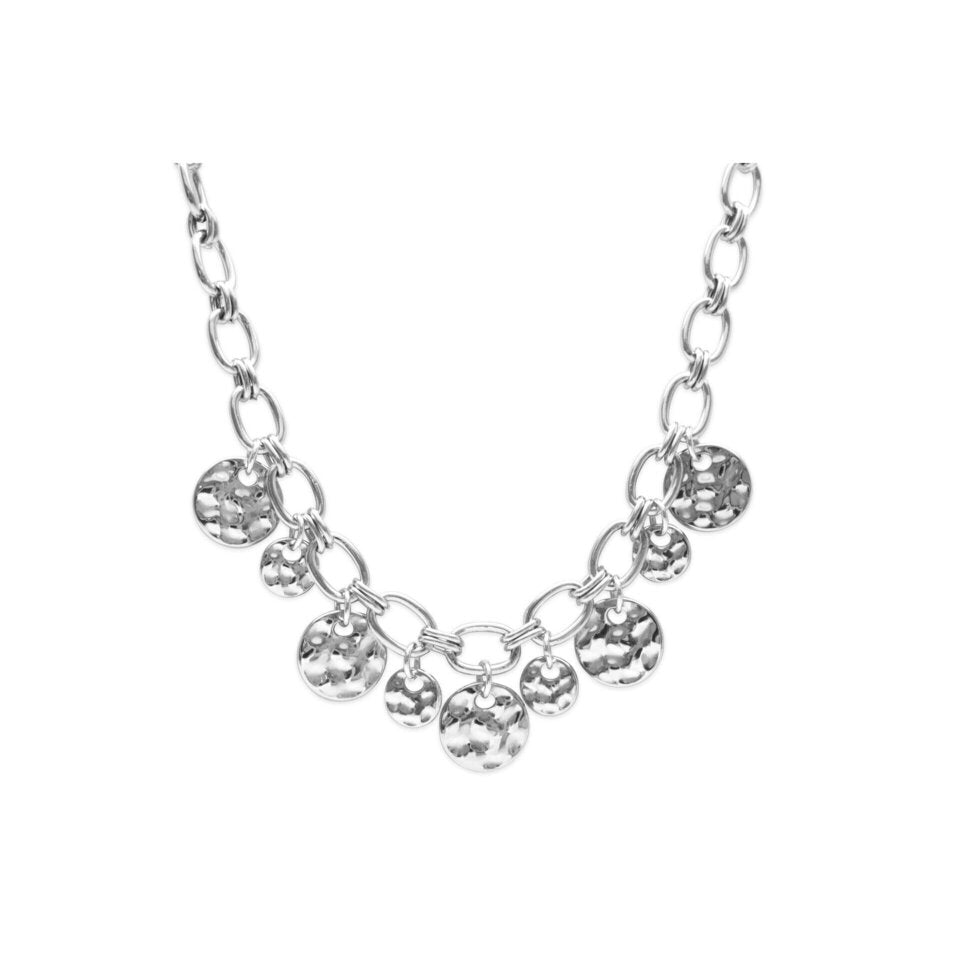 Hammered Coin Chain Link Necklace