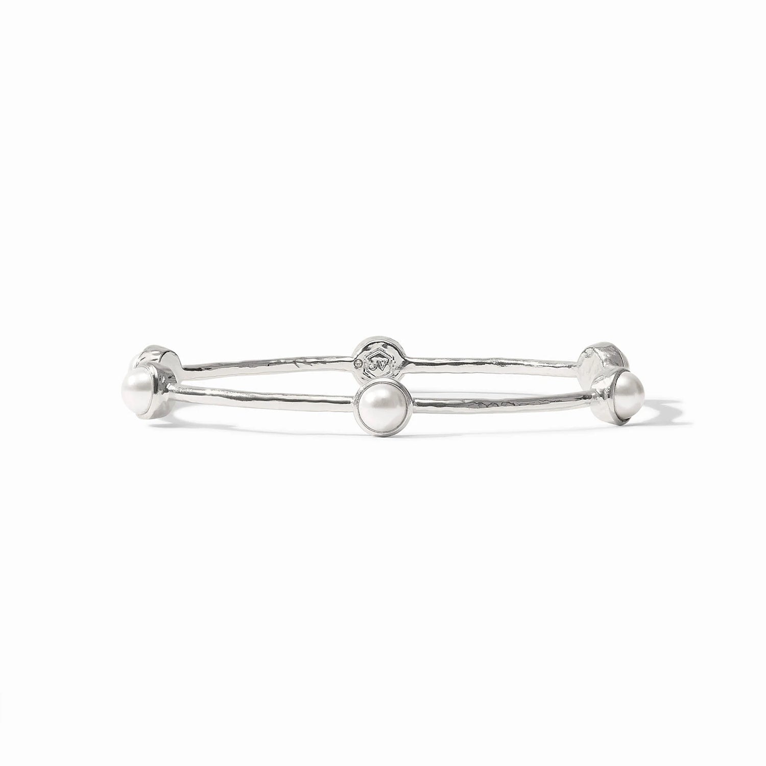 Milano Luxe Bangle- Silver- Pearl