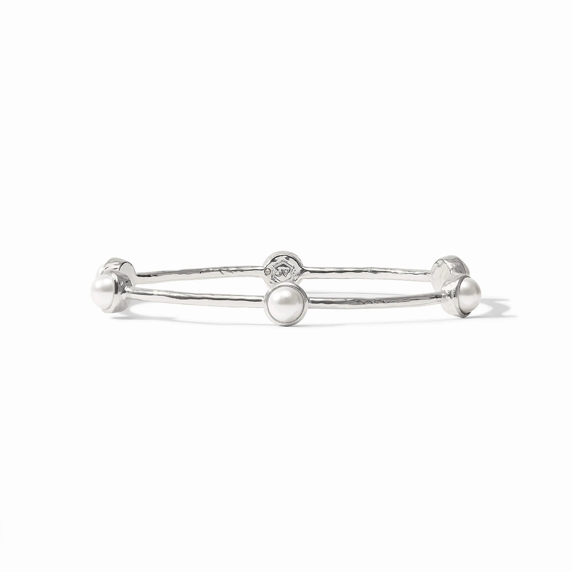 Milano Luxe Bangle- Silver- Pearl