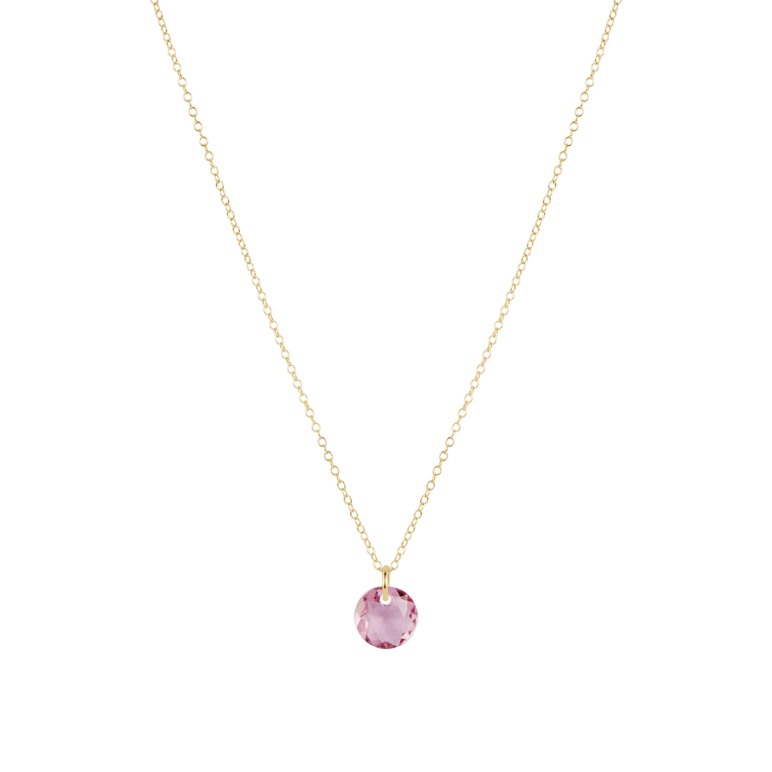 16" Necklace Gold - Reflection Small Charm - Feb