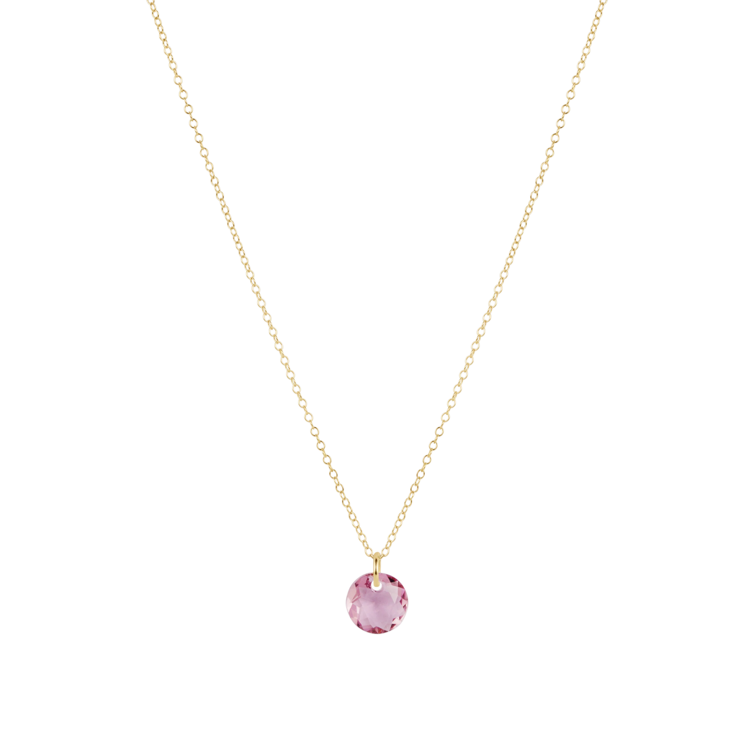 16" Necklace Gold - Reflection Small Charm - Feb