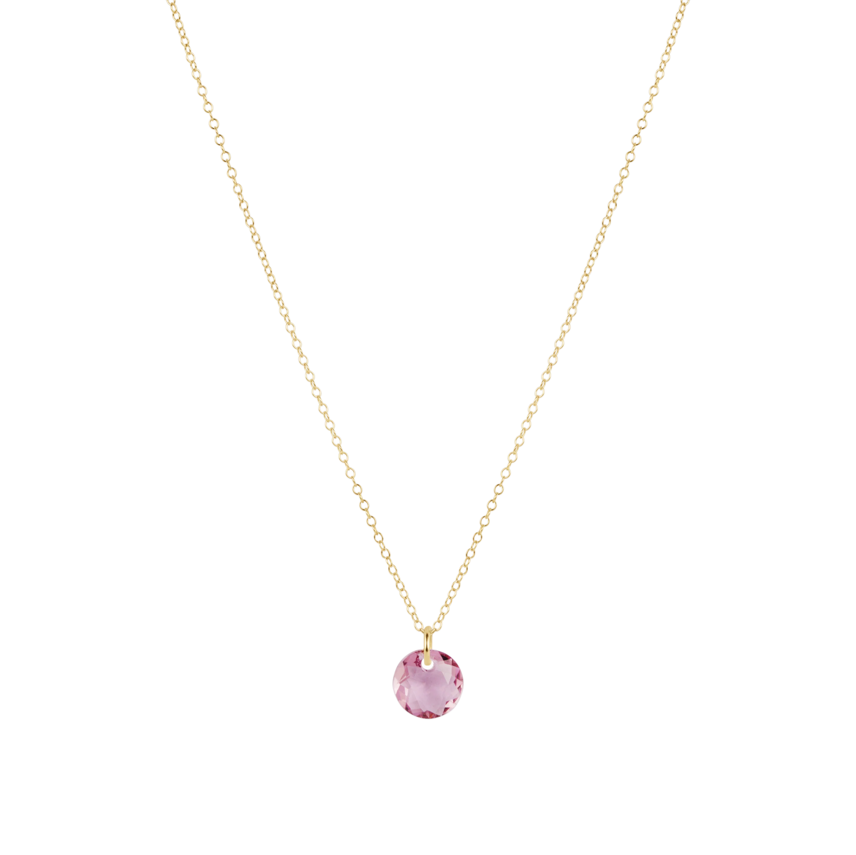 16" Necklace Gold - Reflection Small Charm - Feb