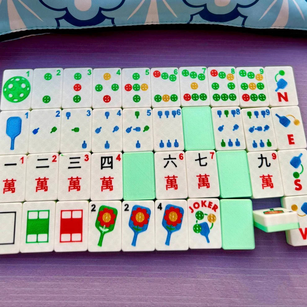 Travel Mahjong Tiles - Mint Green Pickleball