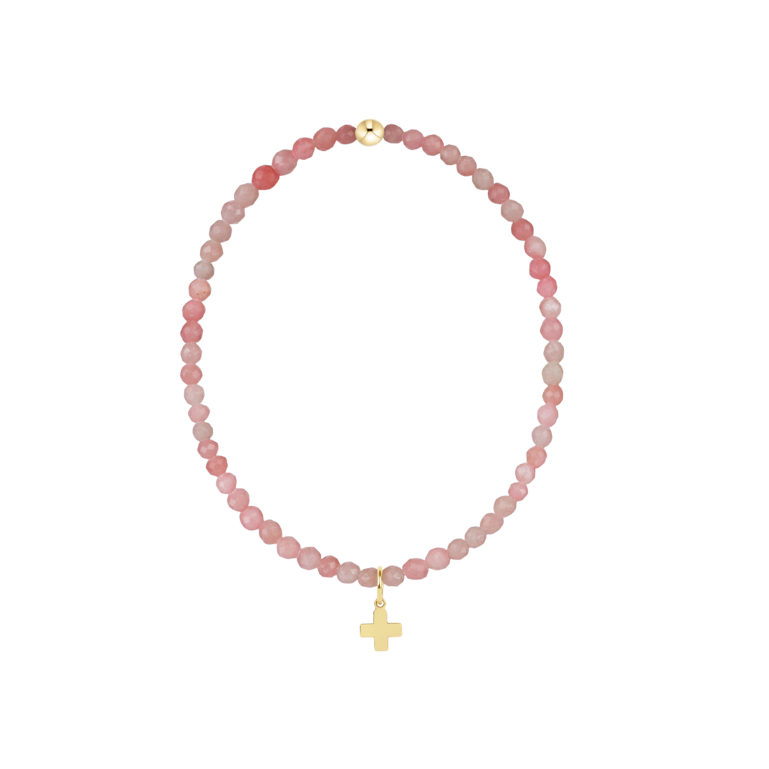 Classic Signature Cross Charm Gemstone-Pink Opal
