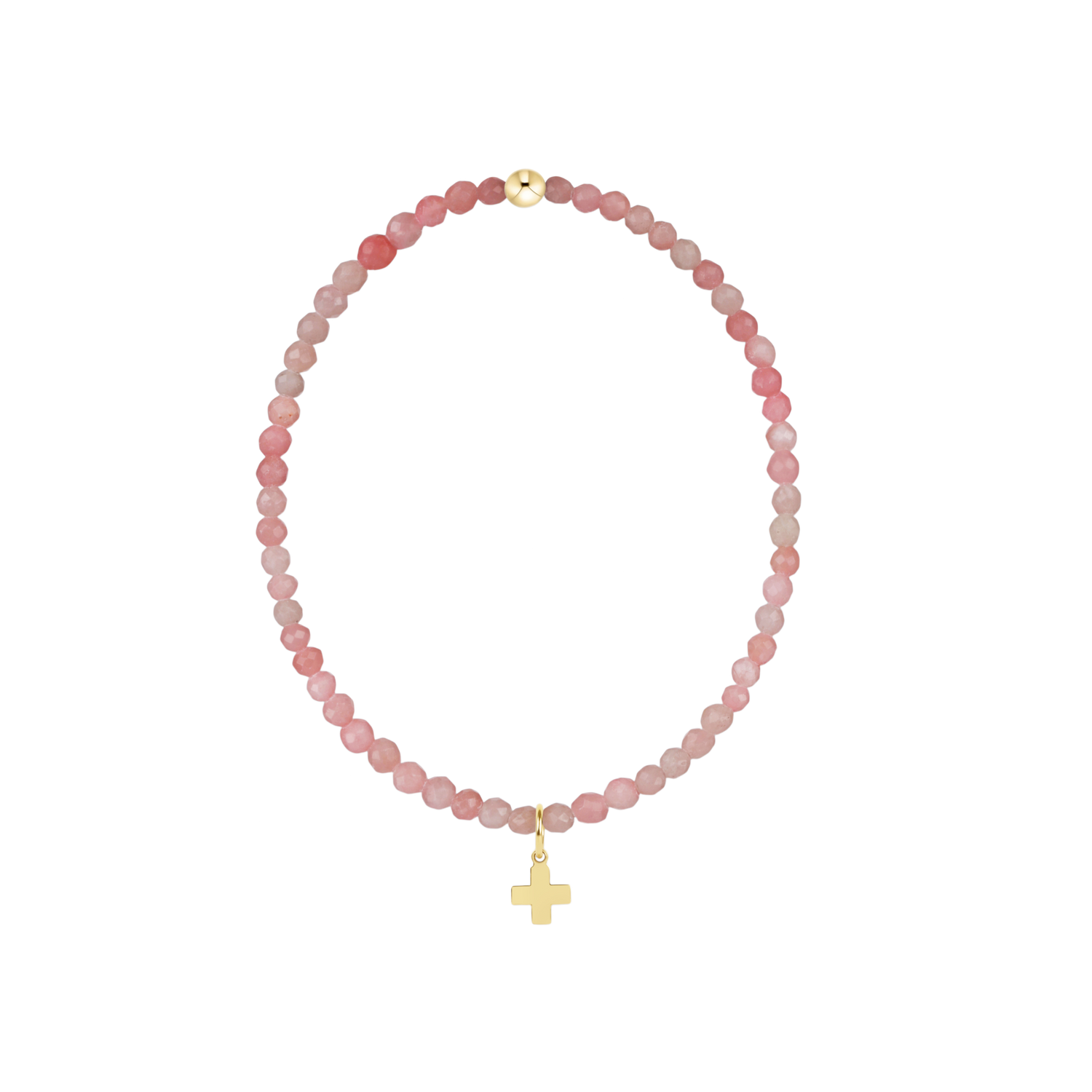 Classic Signature Cross Charm Gemstone-Pink Opal