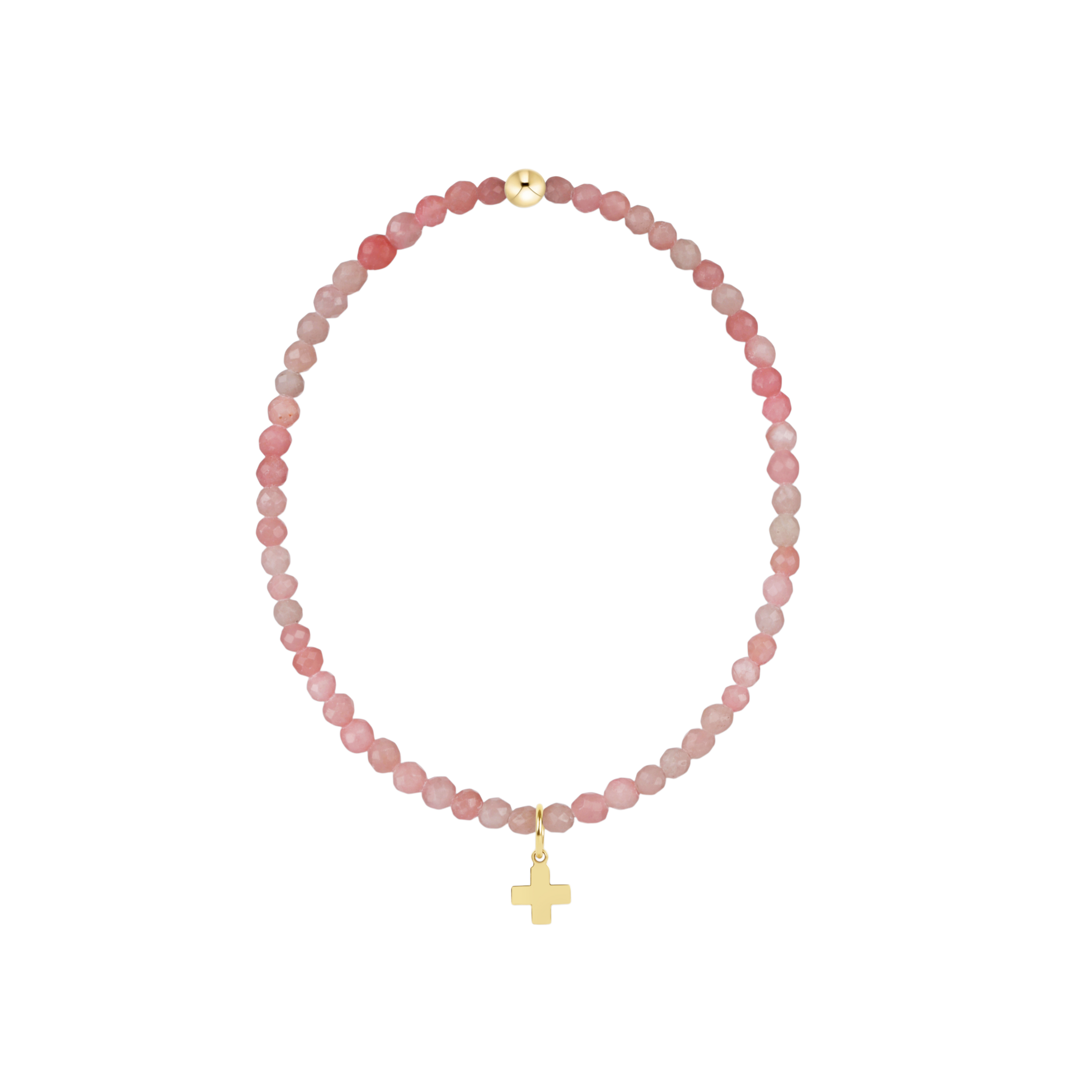 Classic Signature Cross Charm Gemstone-Pink Opal