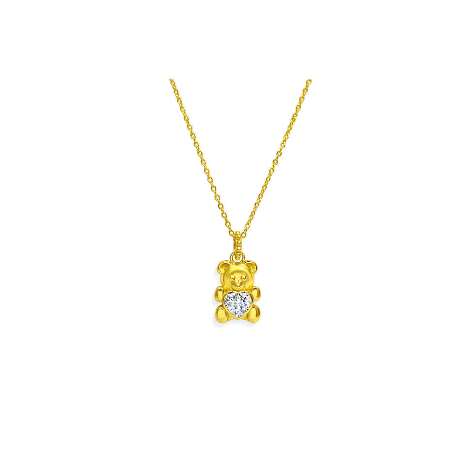 Stia Girl Huggable Teddy Bear Necklace Gold