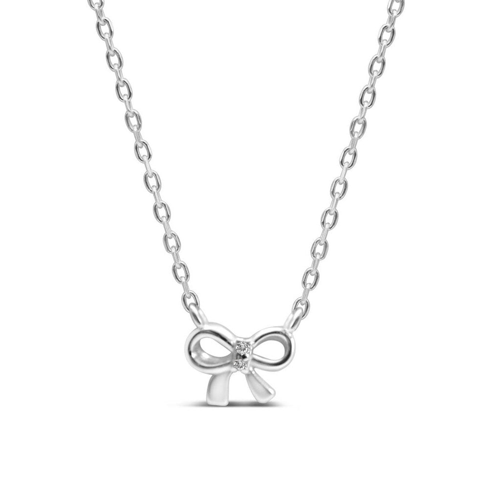 Stia Girl - Just So, Bow Necklace - Silver
