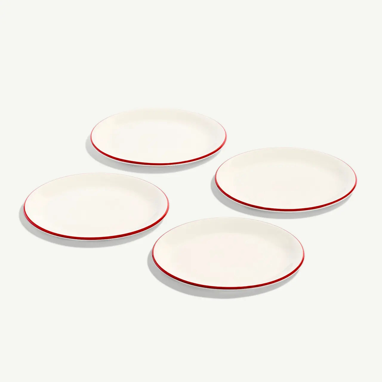 Salad Plate Set of 4-Red Rim