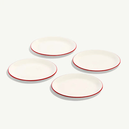 Salad Plate Set of 4-Red Rim