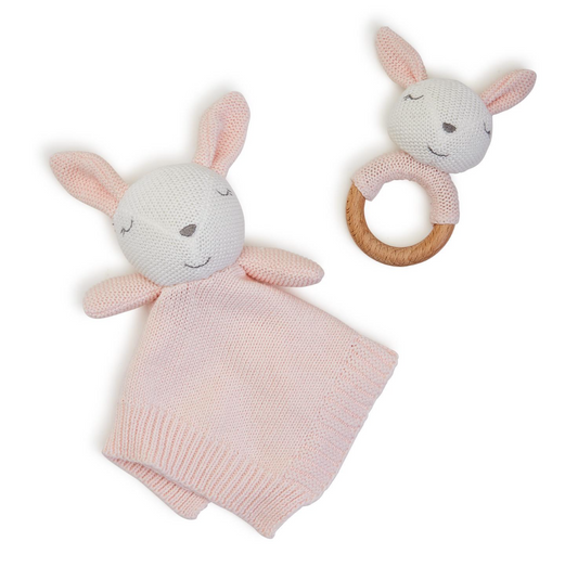 Knitted Bunny Rattle Set