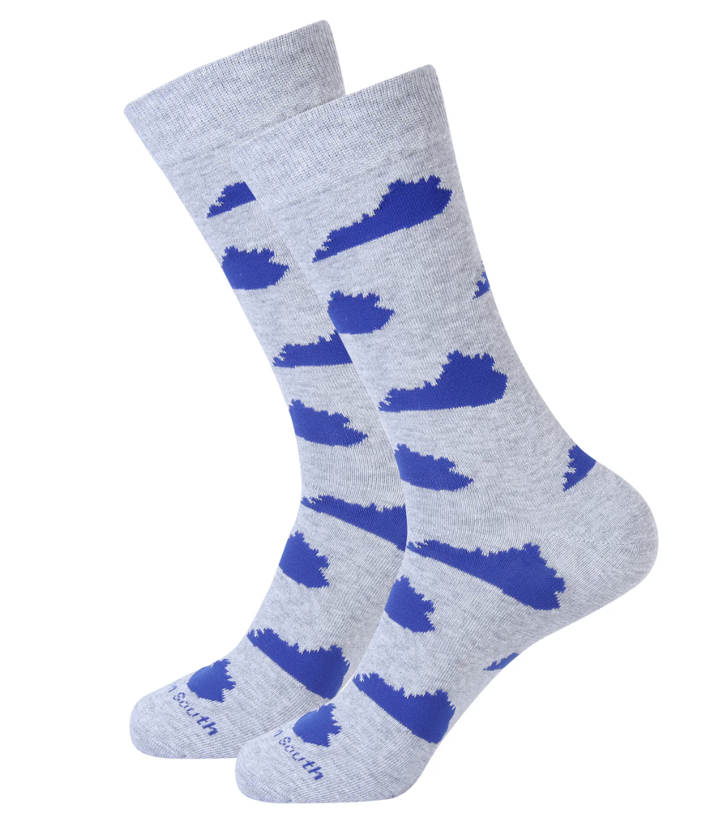 Grey/Blue Kentucky Shape Socks