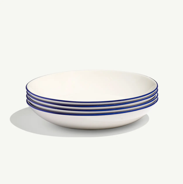 10&quot; Entree Bowl- Set of 4- Blue Rim