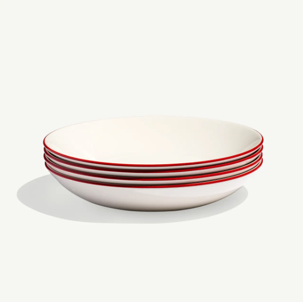 10&quot; Entree Bowl- Set of 4- Red Rim