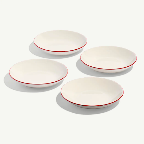 10&quot; Entree Bowl- Set of 4- Red Rim