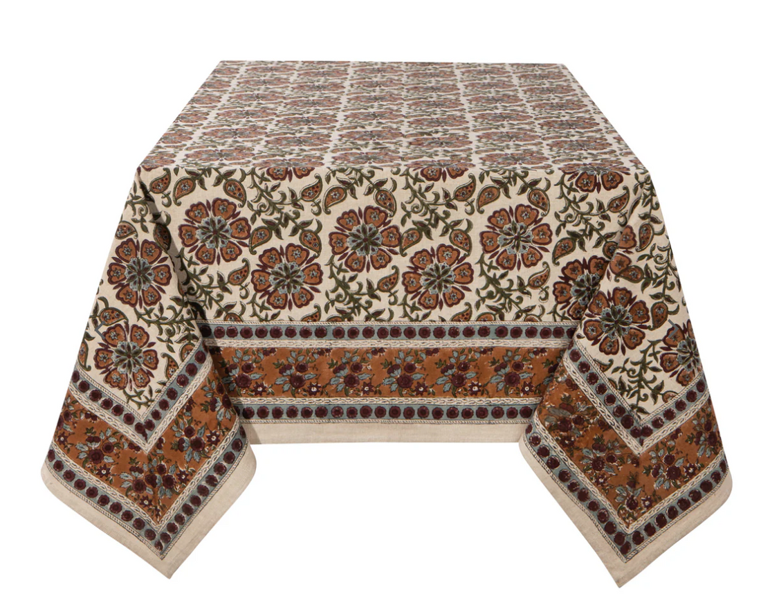 Elysian Block Print Table Cloth 90&quot;